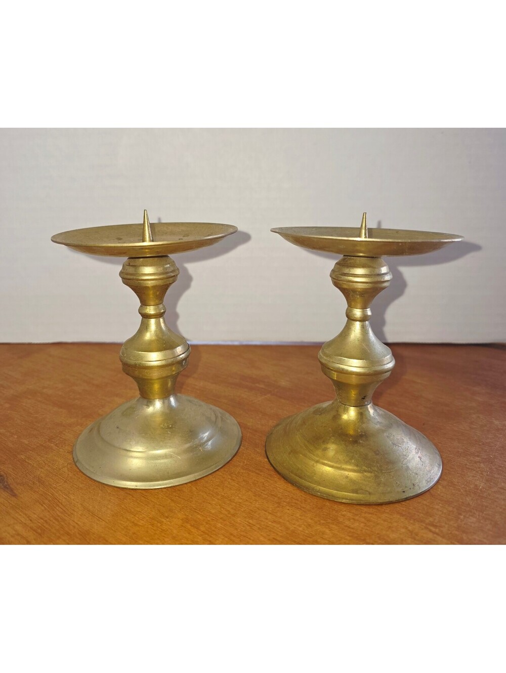 Two solid brass vintage candle holders made in India